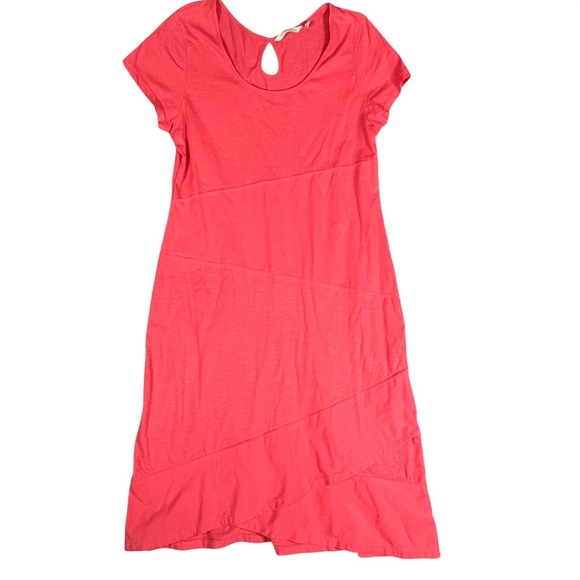 Soft Surroundings Dresses & Skirts - Soft Surroundings M Coral Pink Cotton Slub Knit Dress Keyhole Summer Vacaton Mid